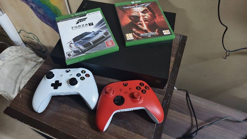 Xbox one x bundle for sale. Comes with two controllers 0