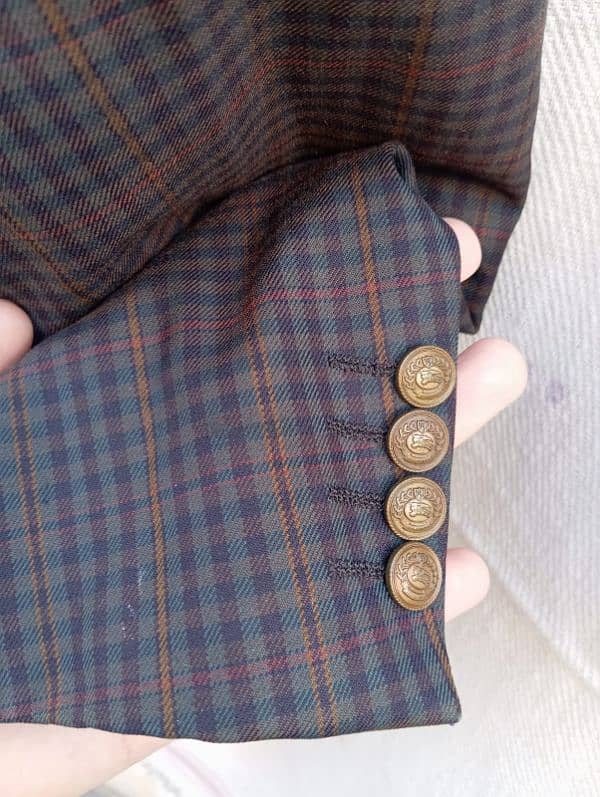 Burberry Men's Check Blazer – 4-Button Sleeve, Double-Vented Coat 3