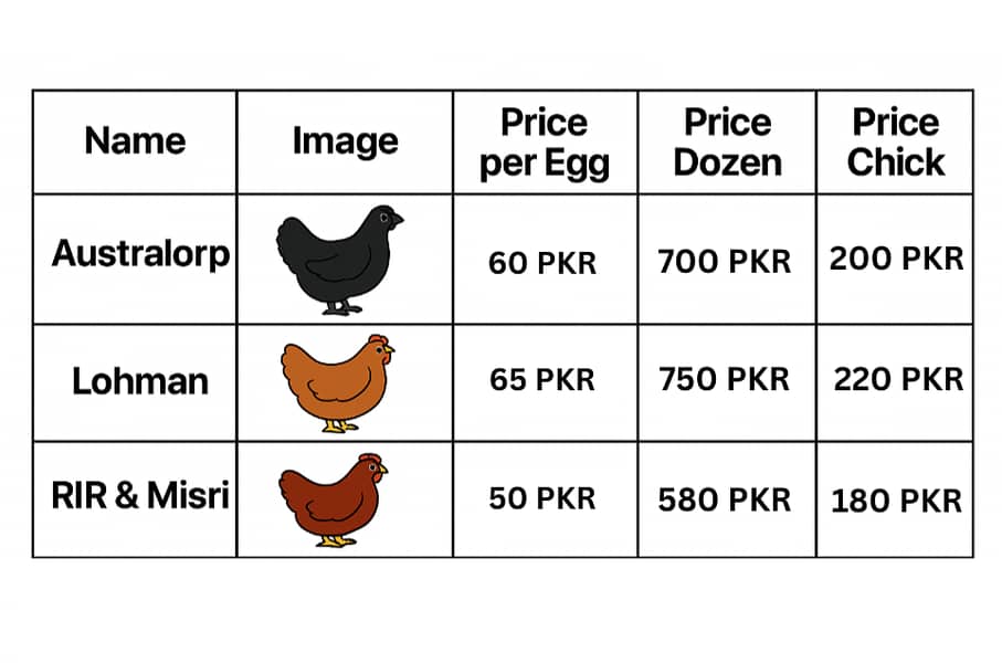 Fertile eggs | Australorp | Lohman | RIR | Misri | Australop Chicks | 0