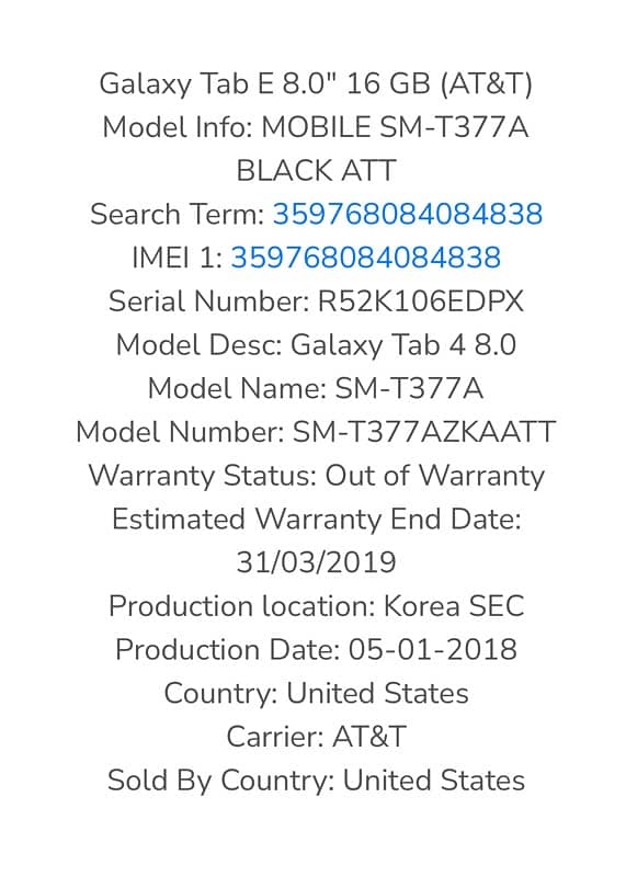 Samsung Galaxy Tab E 8.0" 16 GB (AT&T) for sale 7