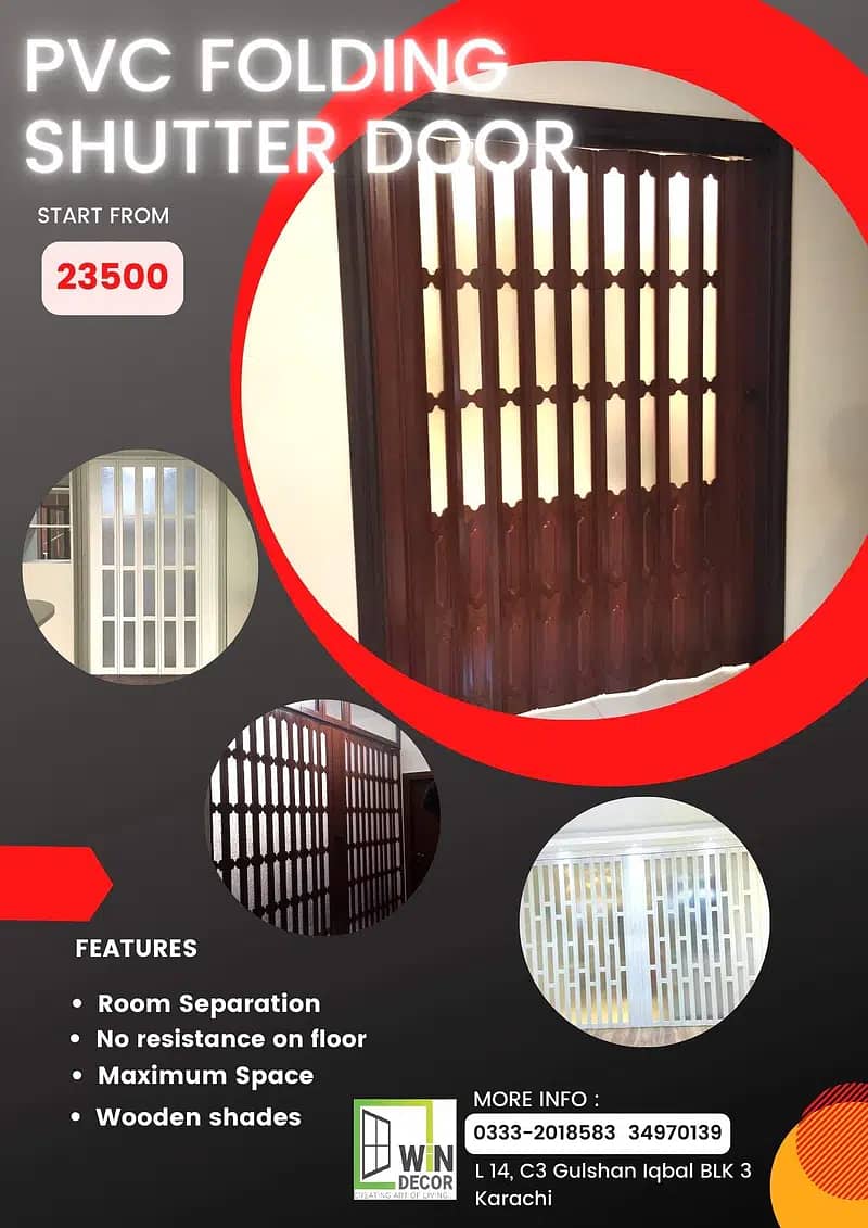 uPVC Imported Shutter partition doors waterproof termite proof 3