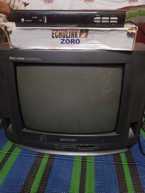 sharp tv original with dish receiver only 2 months used, 0