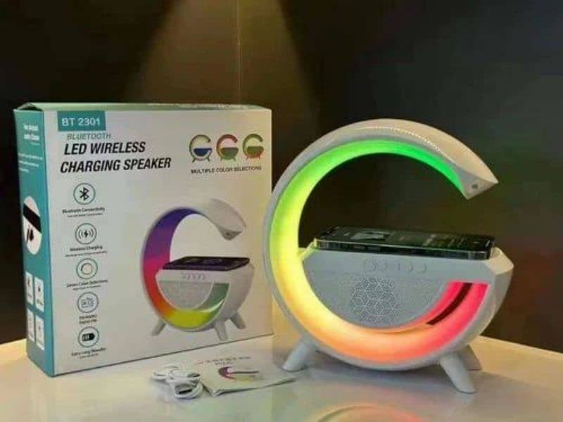 G-Shape Wireless Charging Bluetooth Speaker Led Lamp 0