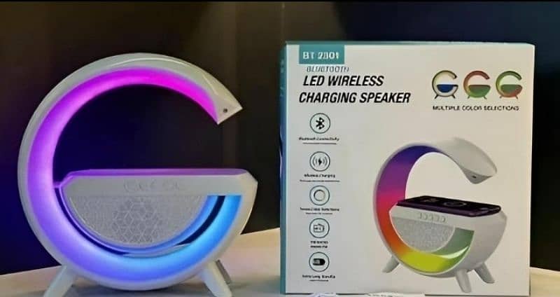 G-Shape Wireless Charging Bluetooth Speaker Led Lamp 2
