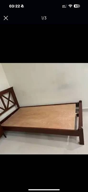 single bed 1 solid wood 1 side table without matress
