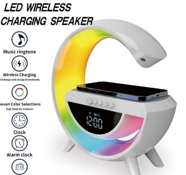 G-Shape Wireless Charging Bluetooth Speaker Led Lamp 1