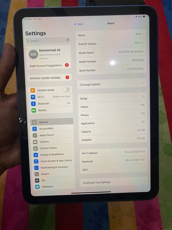 IPad 10th / 10 th Generation 4K Screen O3l7.4OO47O7 2
