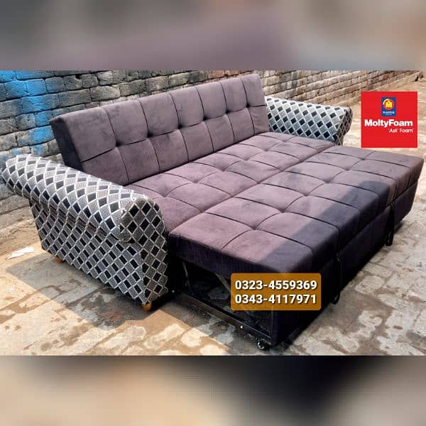 Sofa cum bed Molty double bed folding bed /Foam Mattress/Dining Table 6