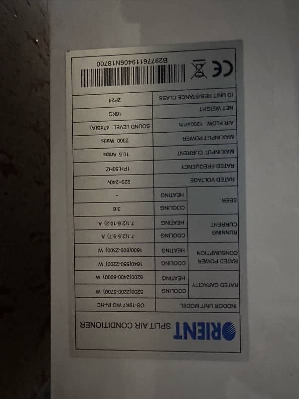 Orient DC Inverter AC used like new just used once 3