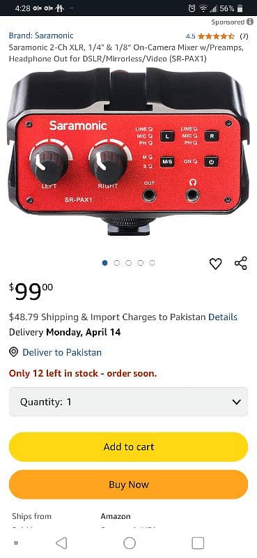 SARAMONIC On Camera Two-Channel Audio Mixer With Phantom Power 8