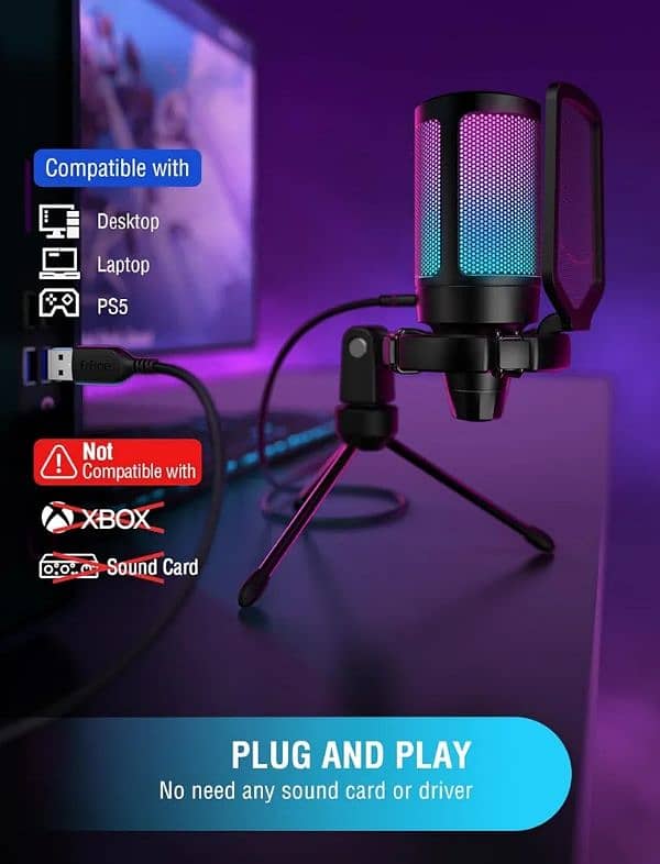 FIFINE A6V PREMIUM RGB GAMING MICROPHONE, 1