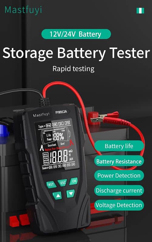 Car Battery Tester 12V 24V Car Motorcycle Truck Battery Monitorin 0