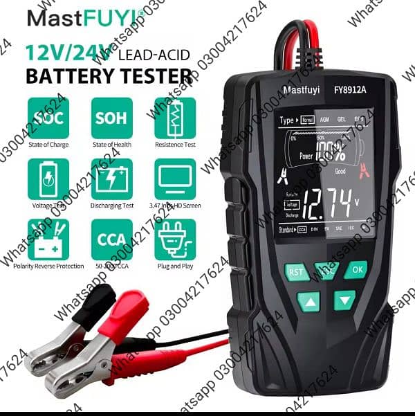 Car Battery Tester 12V 24V Car Motorcycle Truck Battery Monitorin 2
