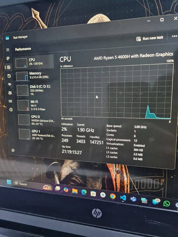 Gaming Laptop HP pavilion 15 Ryzen 5 4600H Gtx 1650 ddr6 1