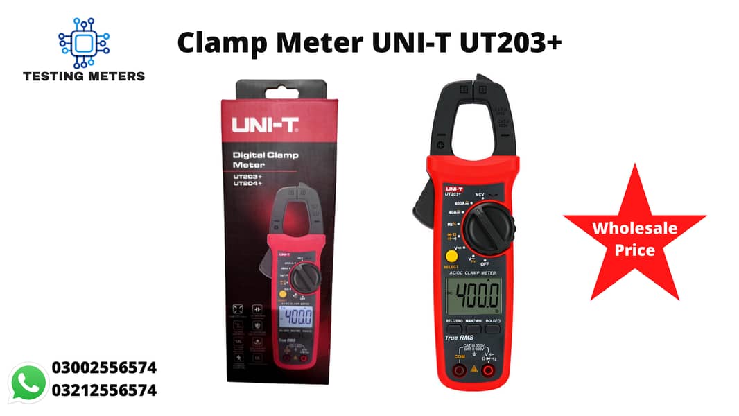 UNI-T UT203+ Digital Clamp Meter AC DC Multimeter Solar Inverter UPS 0