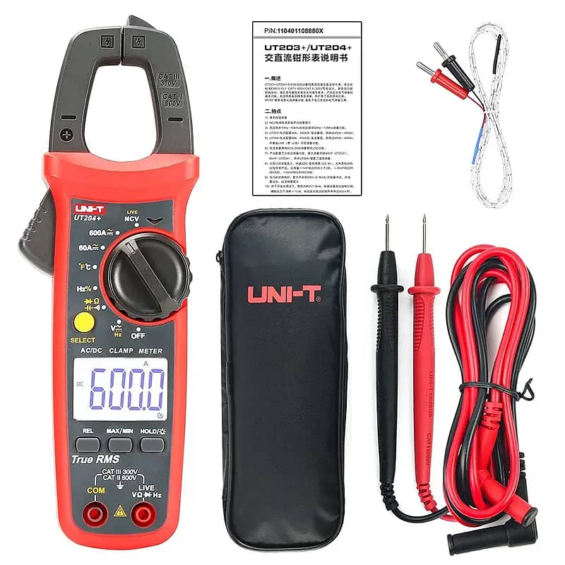UNI-T UT203+ Digital Clamp Meter AC DC Multimeter Solar Inverter UPS 3
