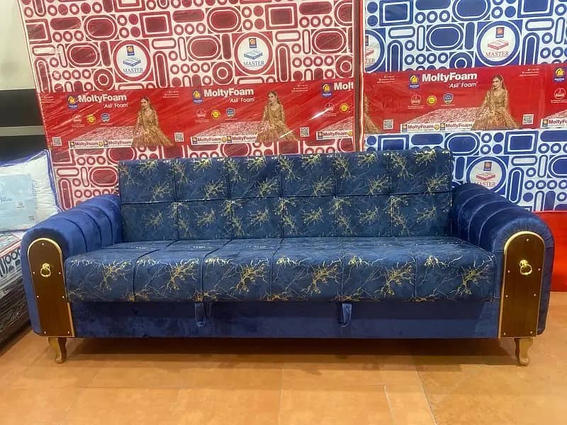 sofa cum bed/2 in 1 sofa/sofa bed/wooden sofa/3 seater Molty foam sofa 1