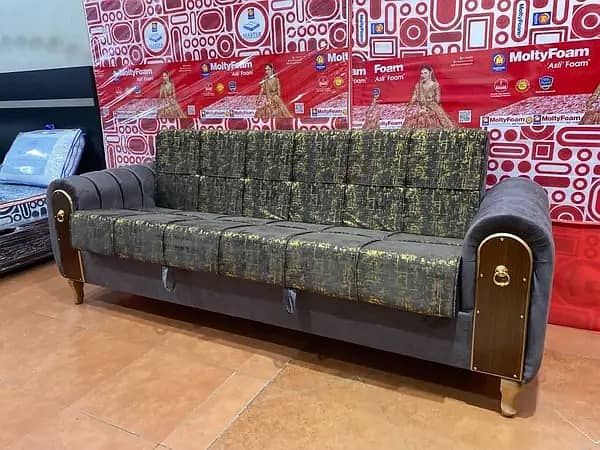 sofa cum bed (2 in1)(sofa + bed)(Molty foam)(10 years warranty ) 2