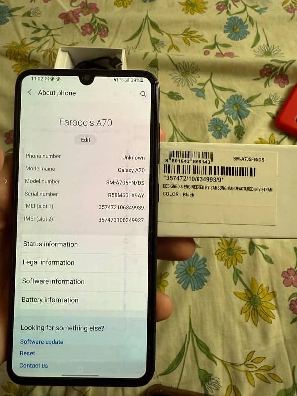 Samsung a70 with box PTA APPROVED 5