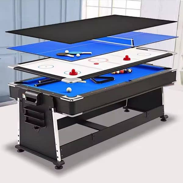 4 in 1 TABLE TENNIS TABLE AIR HOCKEY BILLIARD POOL TABLE DINING TABLE 0
