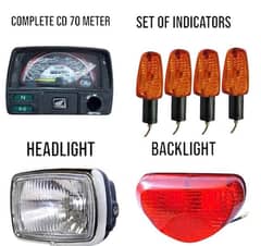 7 pcs bike accessory headligh, breaklight, indicators, speedometer