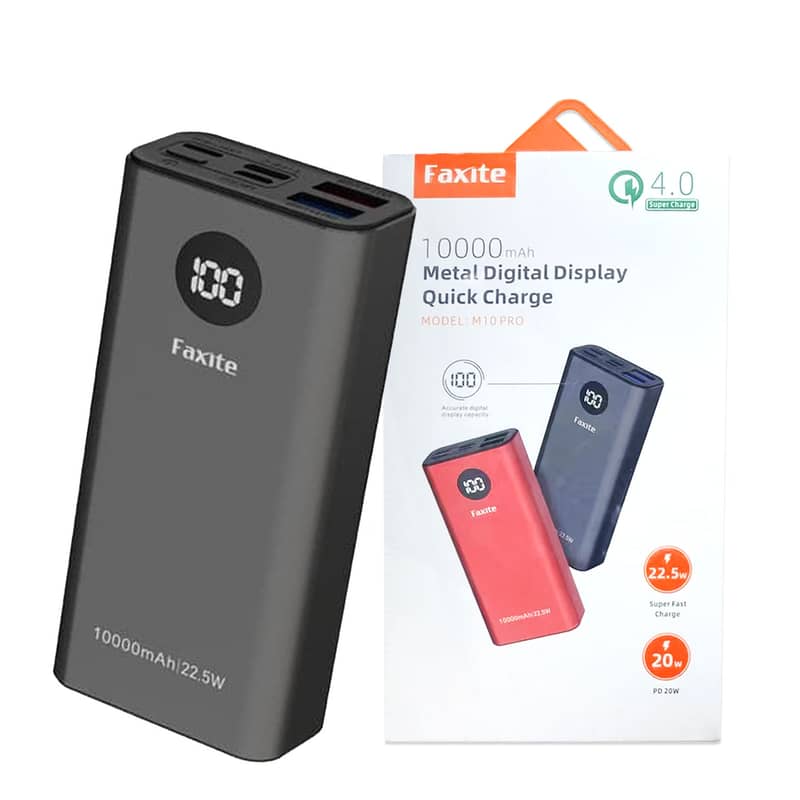 Faxite M10pro 10000mah 22.5w Metal Digital Display Quick Charge 0