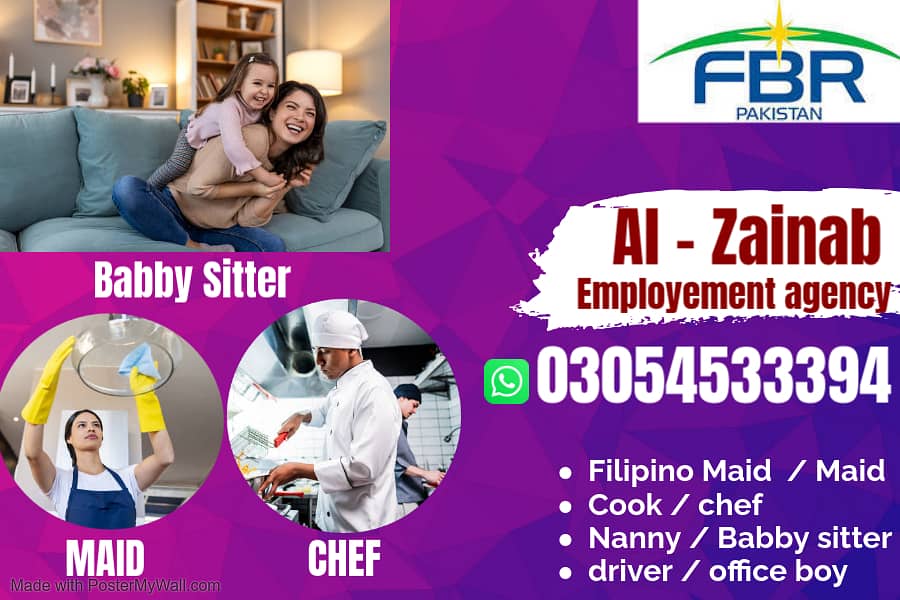 Maids / House Maids / Chef / House Cook / Baby Sitter maid available 0