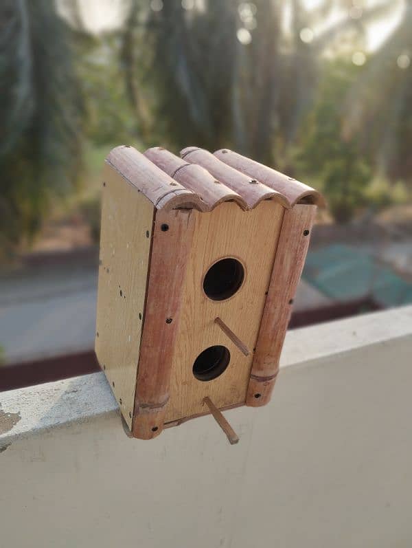 Bird house - 2 peigon holes. Very sturdy and solid Bamboo and Lasani. 3
