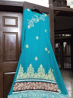 beautiful fancy frock with plain trouser and fancy duppata
