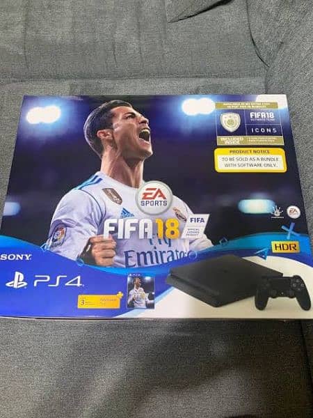 PLAYSTATION 4 SLIM 1TB with box & 4 controller. FIFA 18 & Assassin's C 4