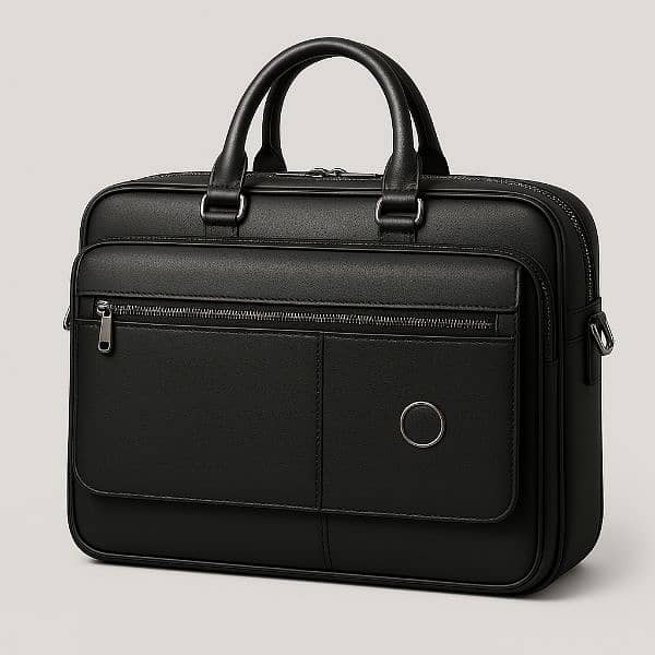 1. "Premium Black Leather Office Bag – Sleek & Professional Design" 0