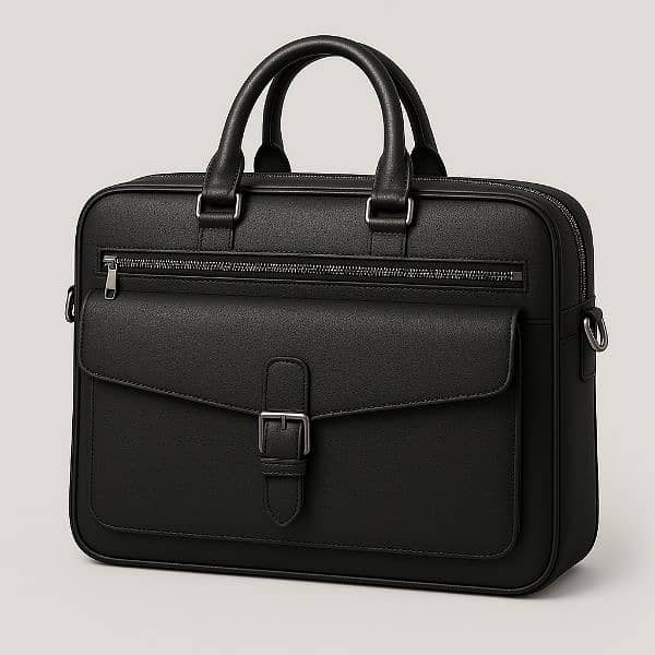 1. "Premium Black Leather Office Bag – Sleek & Professional Design" 1