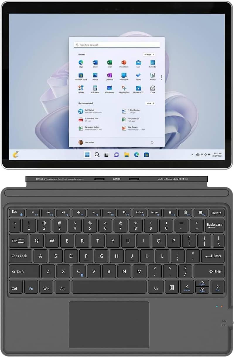 Arteck HB335 Surface Pro Keyboard Type Cover, Ultra-Slim Bluetooth 1