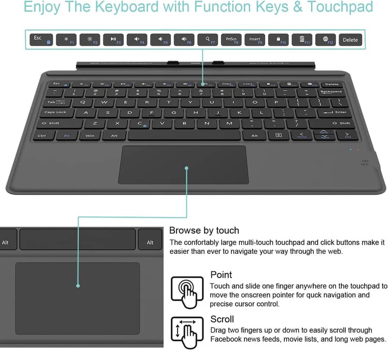Arteck HB335 Surface Pro Keyboard Type Cover, Ultra-Slim Bluetooth 5