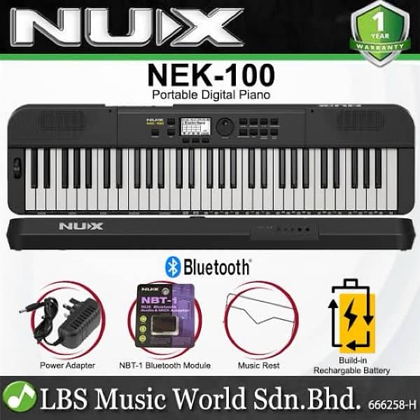 New arrival NUX NEK-100 Portable 61-Key Keyboard available 5