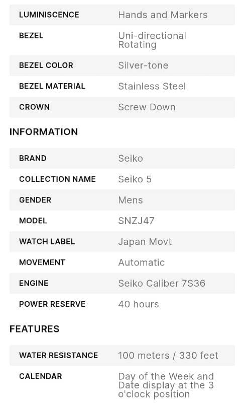 Seiko 5 sport SNZJ47 JAPANESE MOVEMENT (automatic 25 jewels 100m) 5