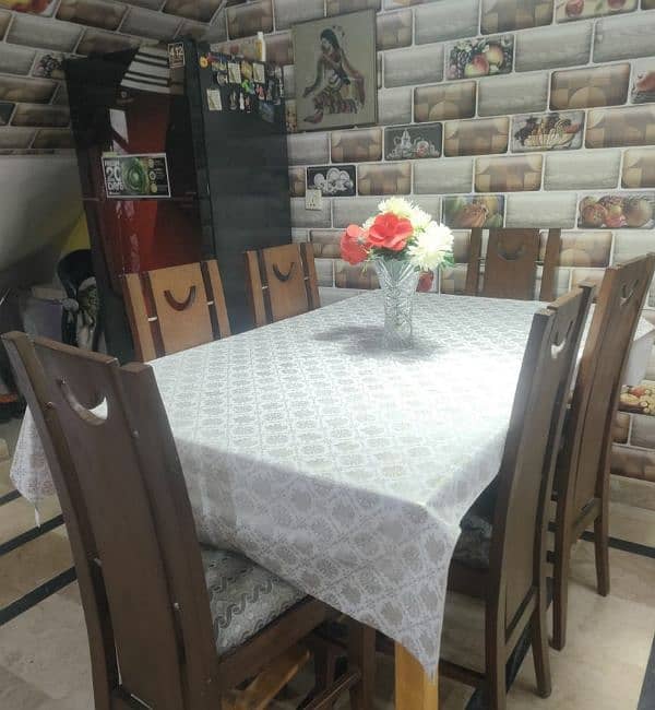 6 seater wooden dining table 0