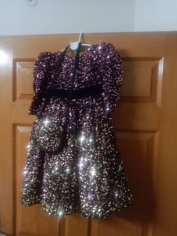 long fancy Frock party wear for girls 3 to 4 years with bag. 0