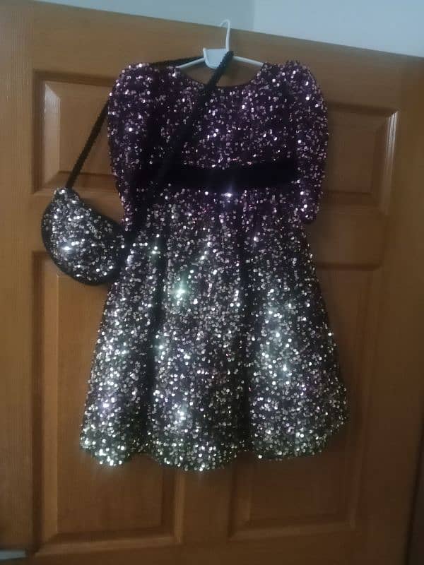 long fancy Frock party wear for girls 3 to 4 years with bag. 4