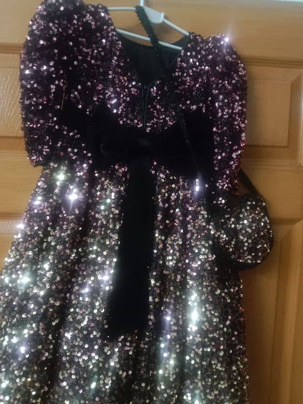 long fancy Frock party wear for girls 3 to 4 years with bag. 7