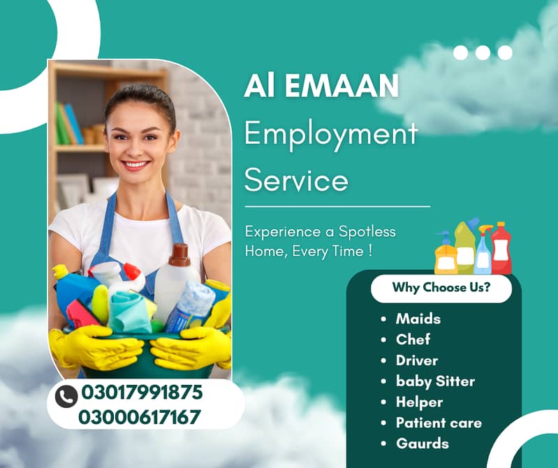 Drivers Chef Couple all Domestic staff House Maids Baby Sitter Cook 0