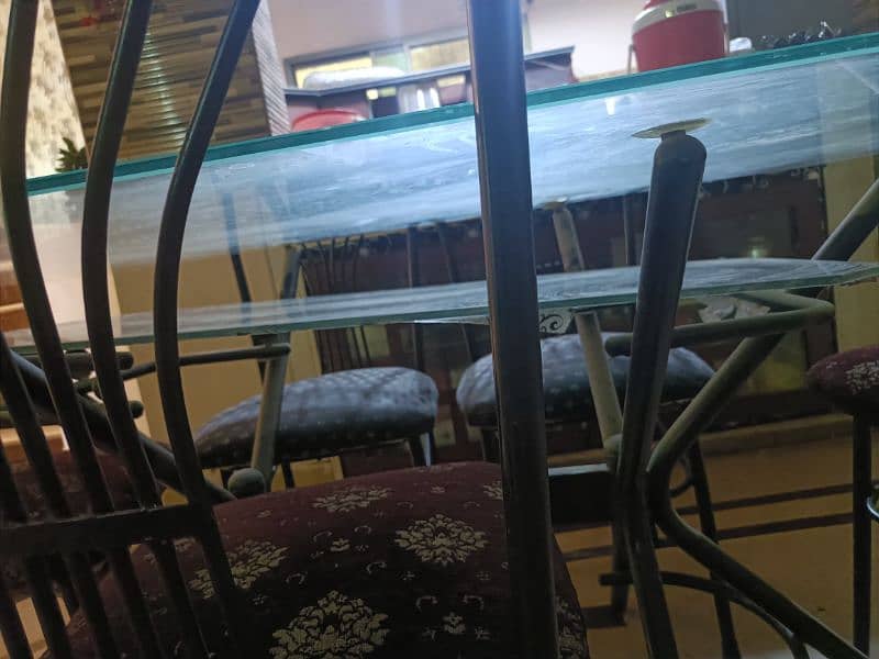 Double glass Dining table with 6 chairs 1