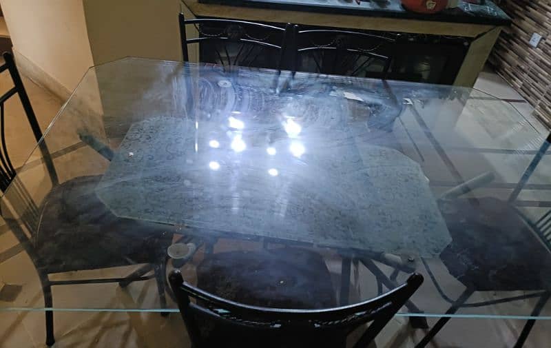 Double glass Dining table with 6 chairs 3