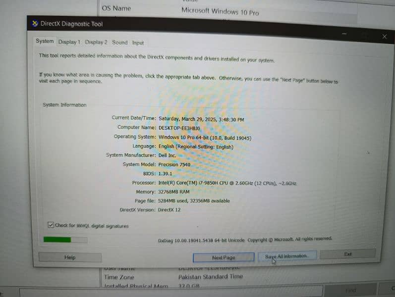 Dell Precision 7540 Core i7 9th Generation 32/512 NVME 4GB  GC 9