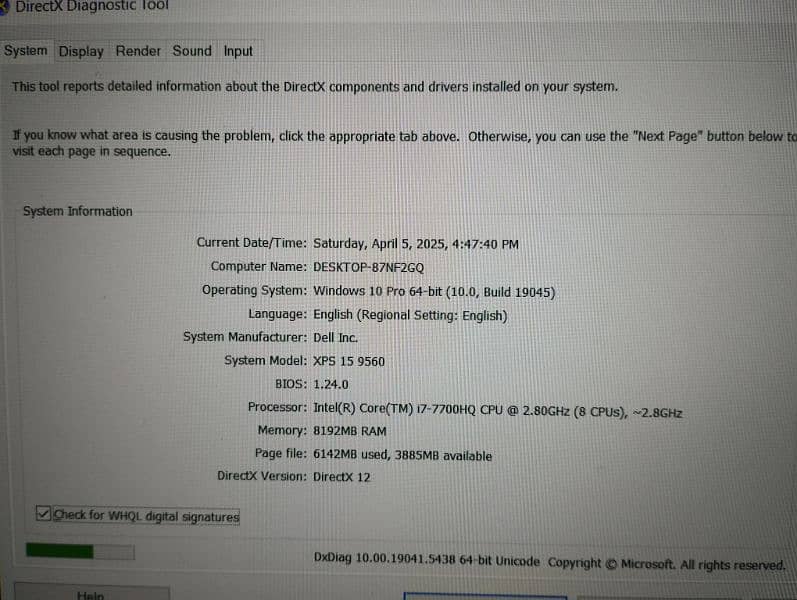 DELL XPS 15 9560,, NVIDIA GEFORCE GTX 1050 4GB GRAPHIC, GAMING LAPTOP 9
