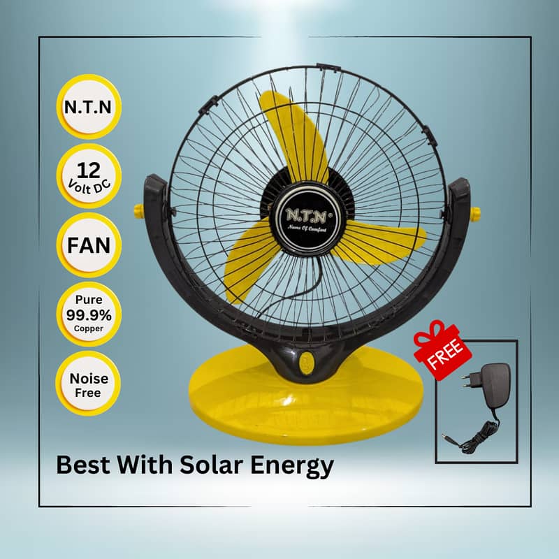 NTN Auto Rotatable Table Fan 12 Volt solar DC Fan With Free Supply 0