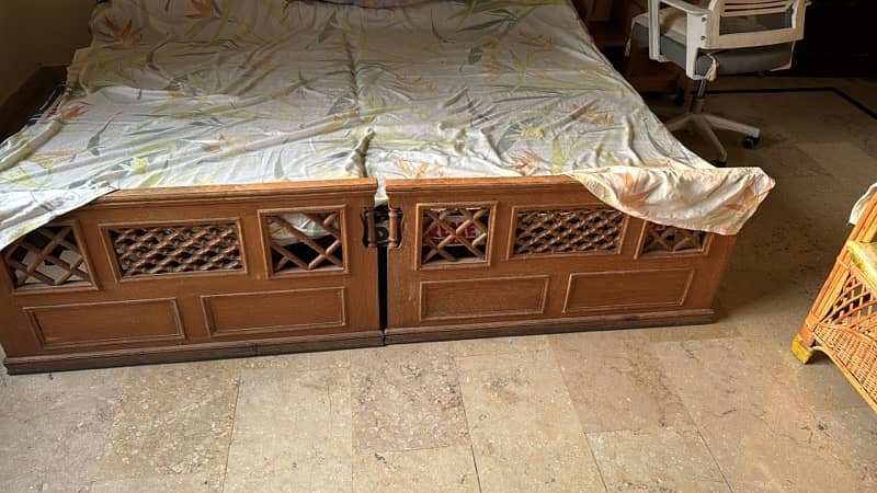 Single wooden beds and sofa set with side table 9