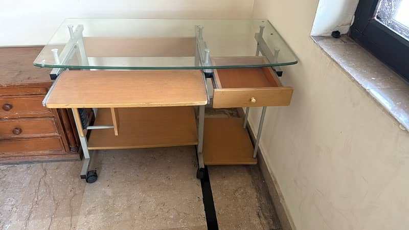 Single wooden beds and sofa set with side table 11