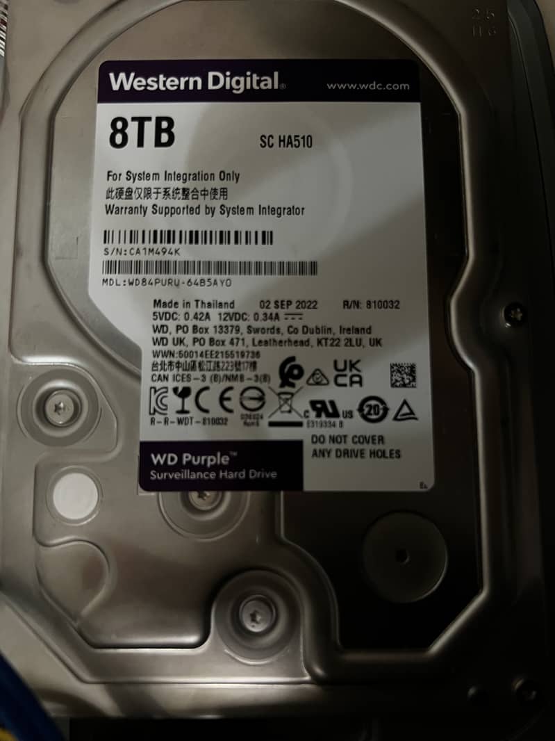 Western Digital WD Purple 8TB Hard Disk Drive for CCTV and PC Sale 0