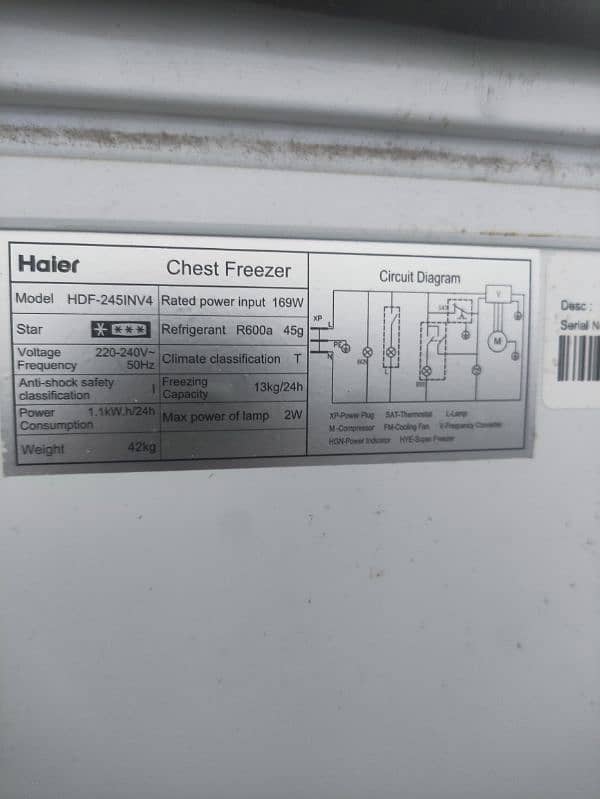 Haier Inverter Chest Freezer-HDF-245 INV WHITE-(Used) For Sale 6